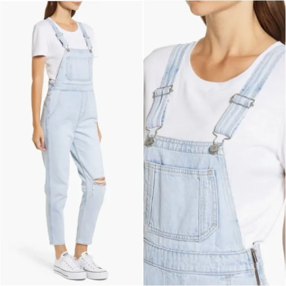 Levi’s Mom Bib Overalls Donna Martin Light Wash Ankle Denim 90s Size 28 NWT