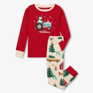 Little Blue House Pajama Set - Tree Farm