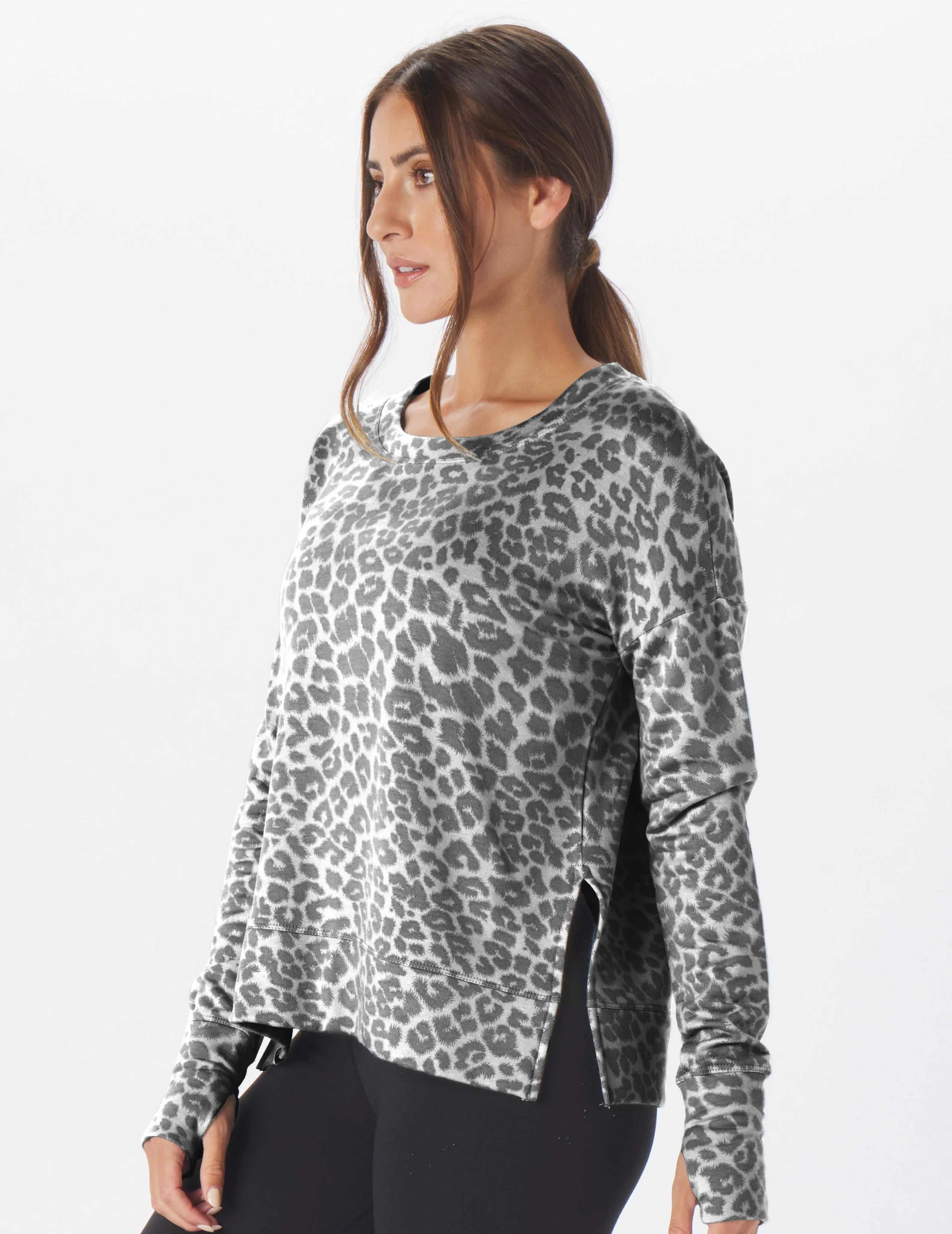 Loung Long Sleeve: Silver Fog Leopard