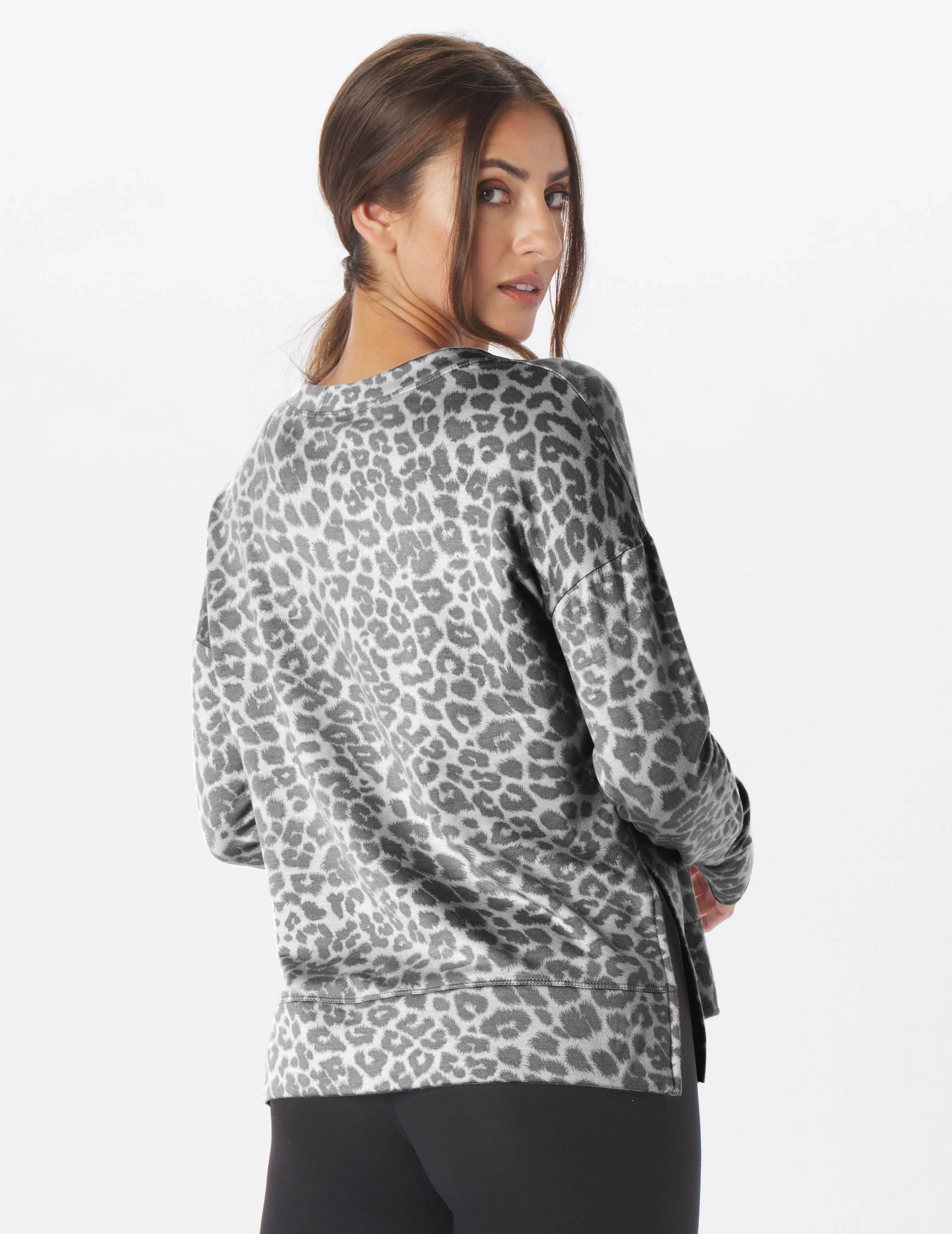 Loung Long Sleeve: Silver Fog Leopard
