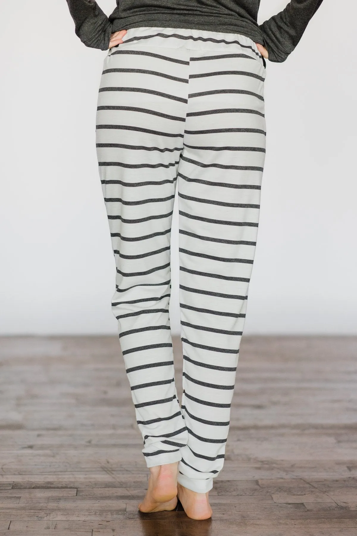 Lounge Joggers ~ White & Stripes