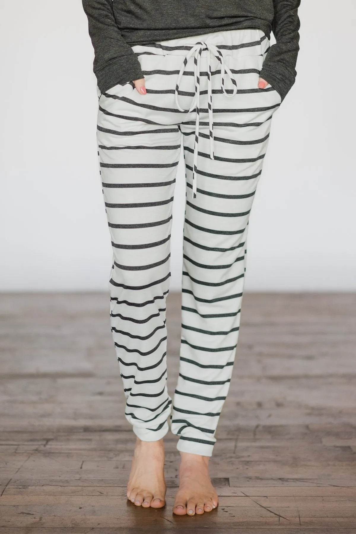 Lounge Joggers ~ White & Stripes
