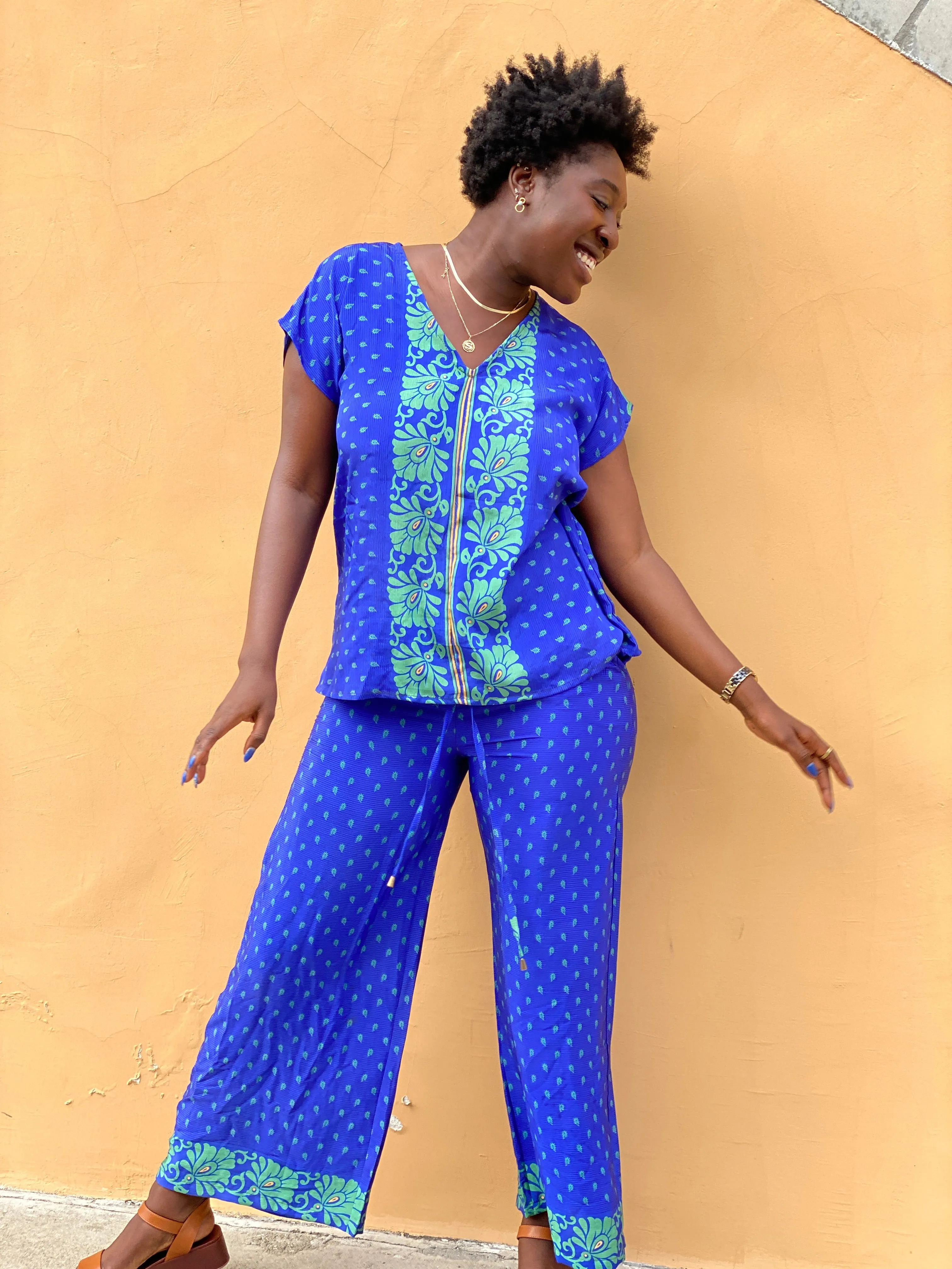Lounge Set - S - Blue Flowers