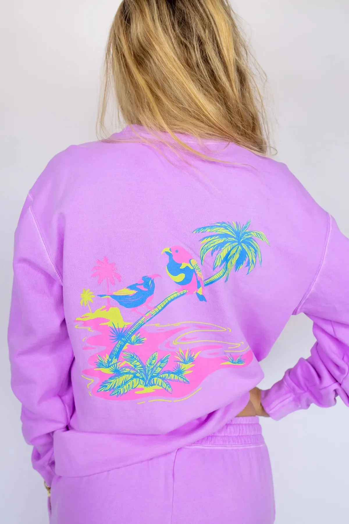 Love Birds Crewneck Neon Purple