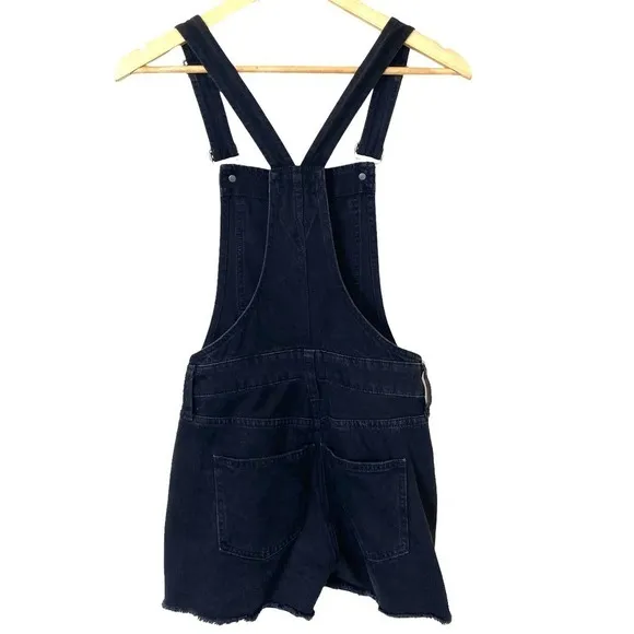Madewell Adirondack Denim Short Overalls in Washed Black, Size XX-Small