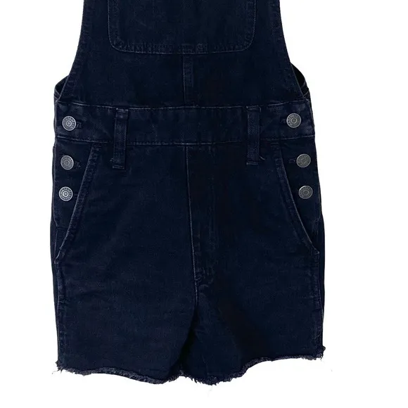 Madewell Adirondack Denim Short Overalls in Washed Black, Size XX-Small