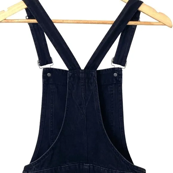 Madewell Adirondack Denim Short Overalls in Washed Black, Size XX-Small