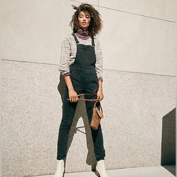Madewell Black Skinny Overalls in Lunar Wash Size XXS