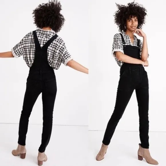 Madewell Black Skinny Overalls in Lunar Wash Size XXS