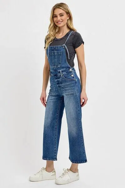 Maggie Knotted Strap Denim Overalls in Misses and Curvy
