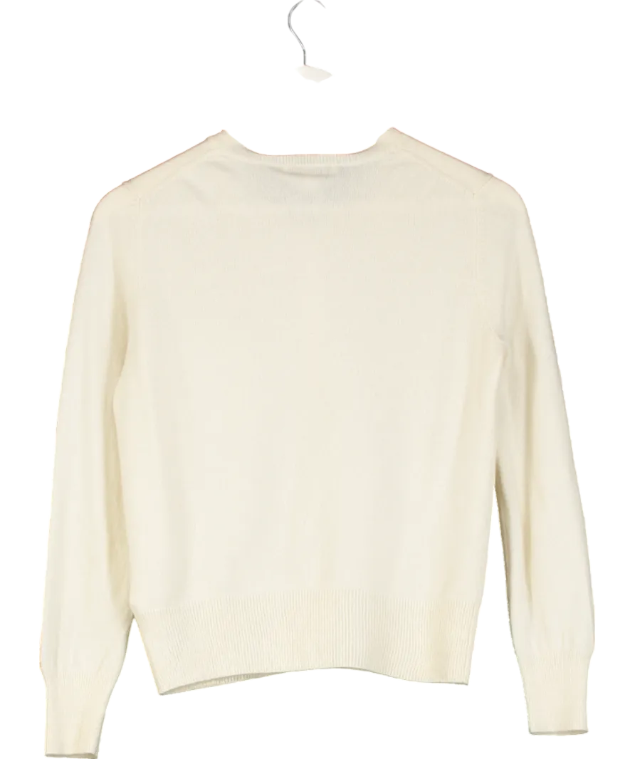 M&S Cream Pure Cashmere Crew Neck Relaxed Cardigan UK 8
