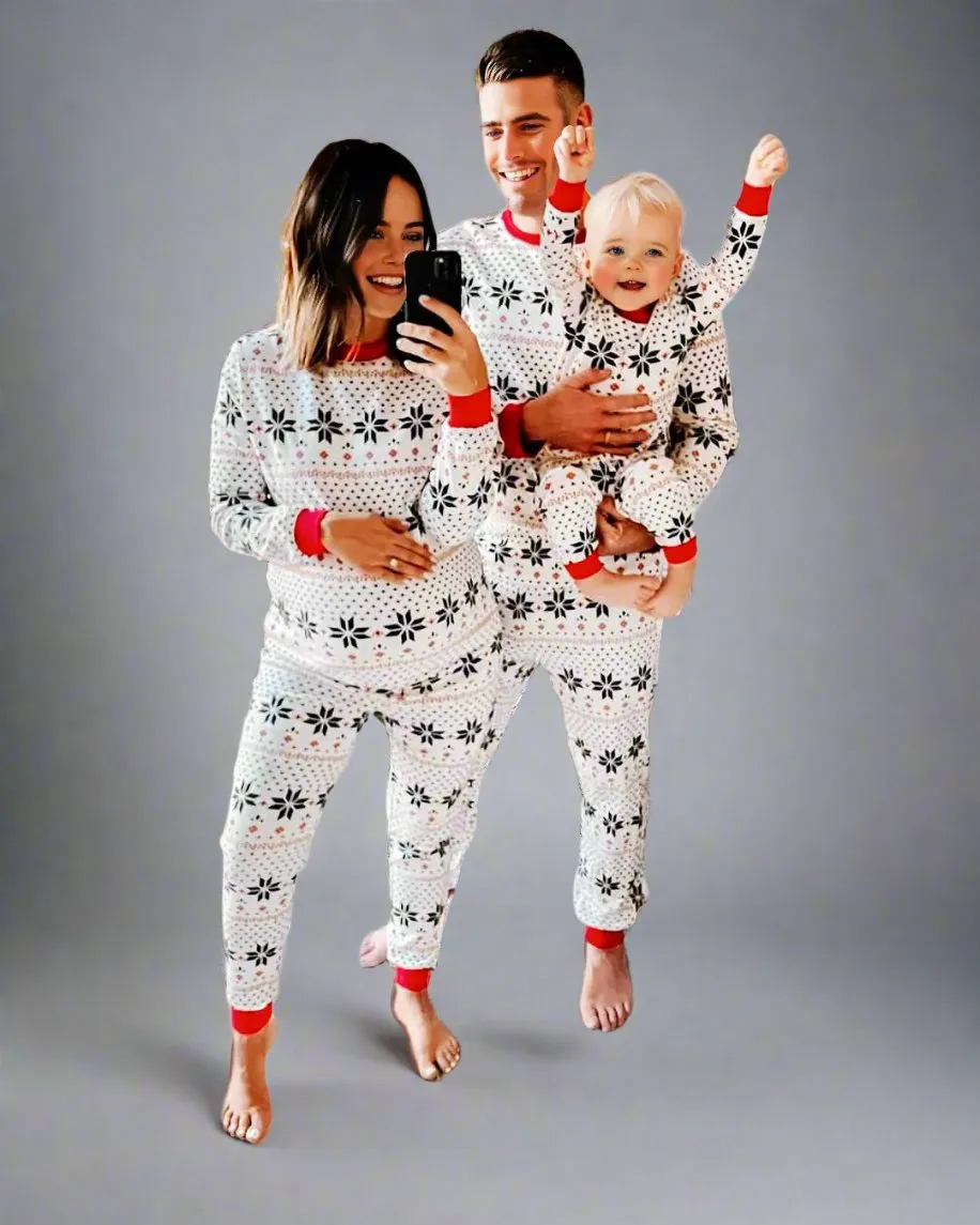 Matching Family Christmas Pajamas - Snowflake Nordic Holiday PJ Set for All Ages