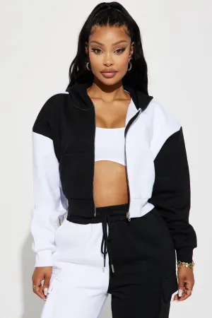 Melinda Color Block Lounge Hoodie - Black/White