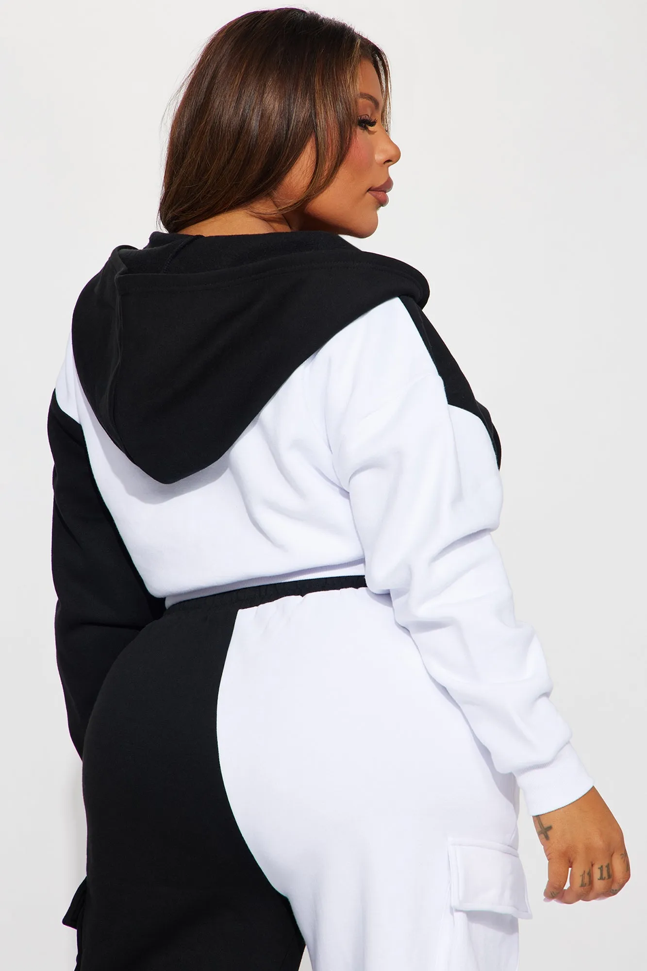 Melinda Color Block Lounge Hoodie - Black/White