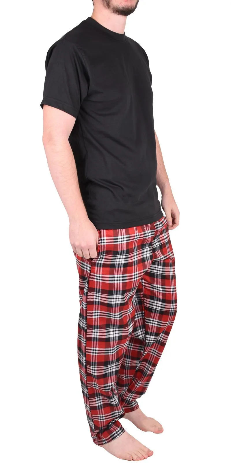 Mens Woven Lounge Polycotton T-Shirt Pajama Set