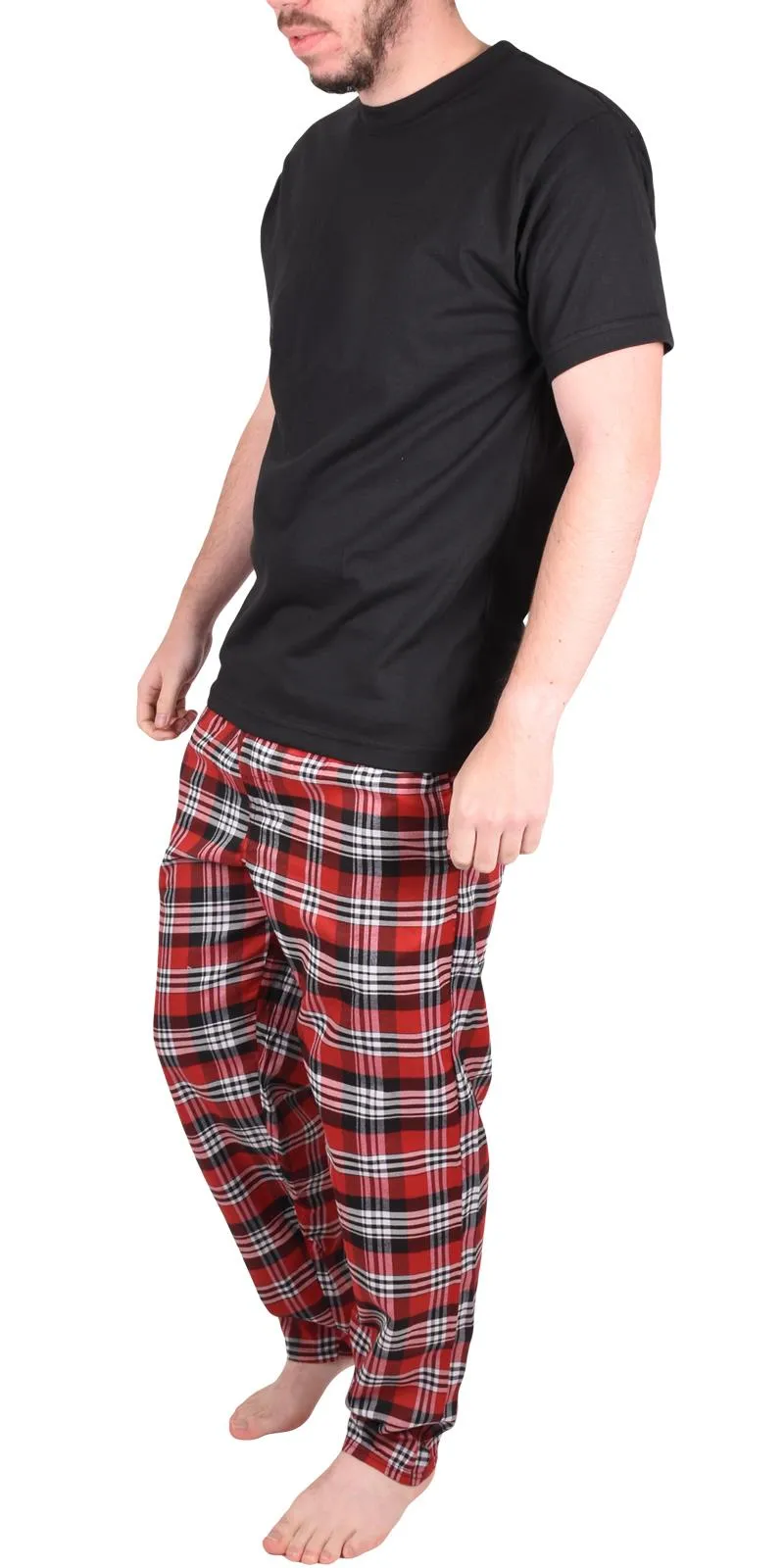 Mens Woven Lounge Polycotton T-Shirt Pajama Set