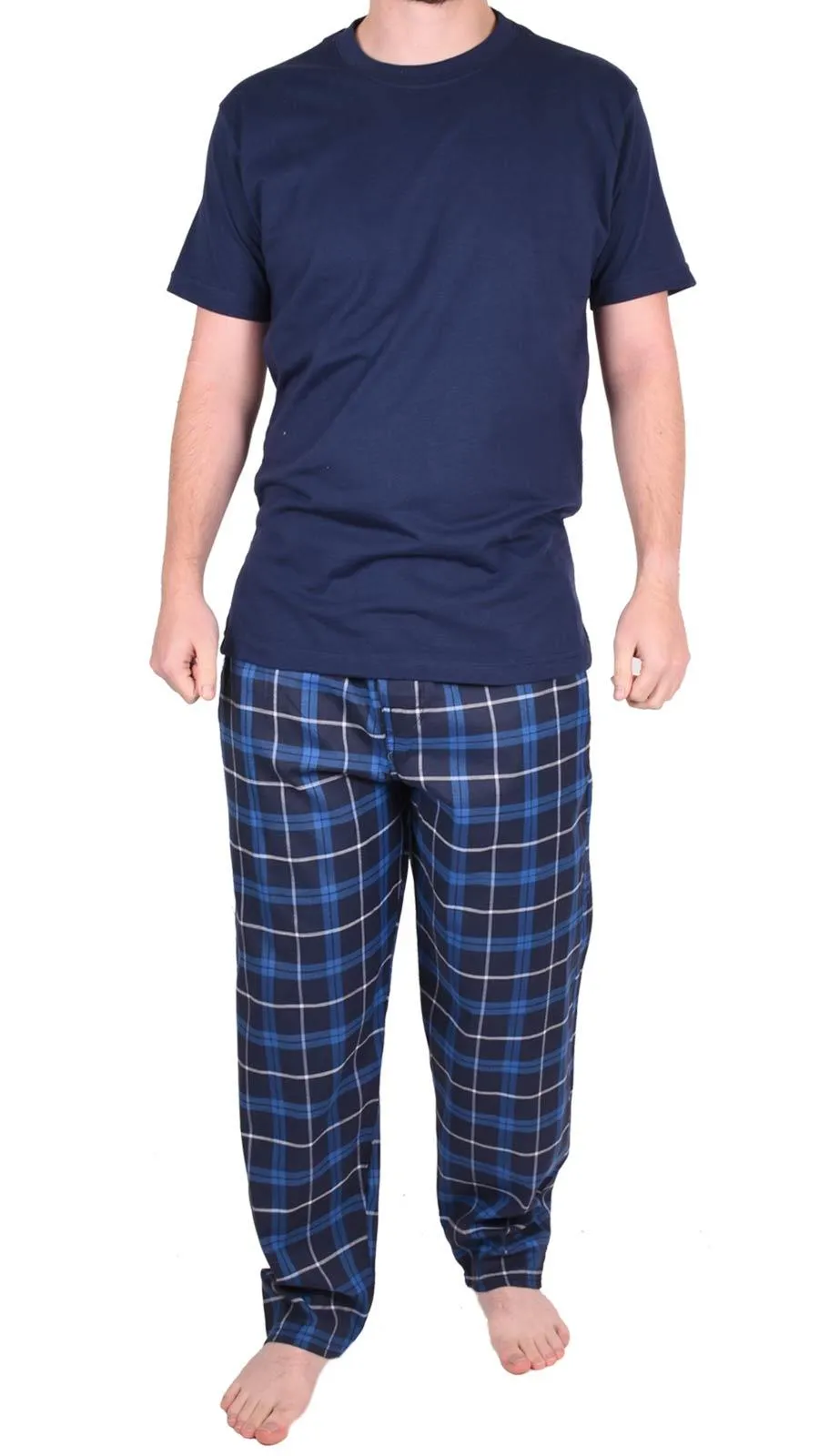 Mens Woven Lounge Polycotton T-Shirt Pajama Set