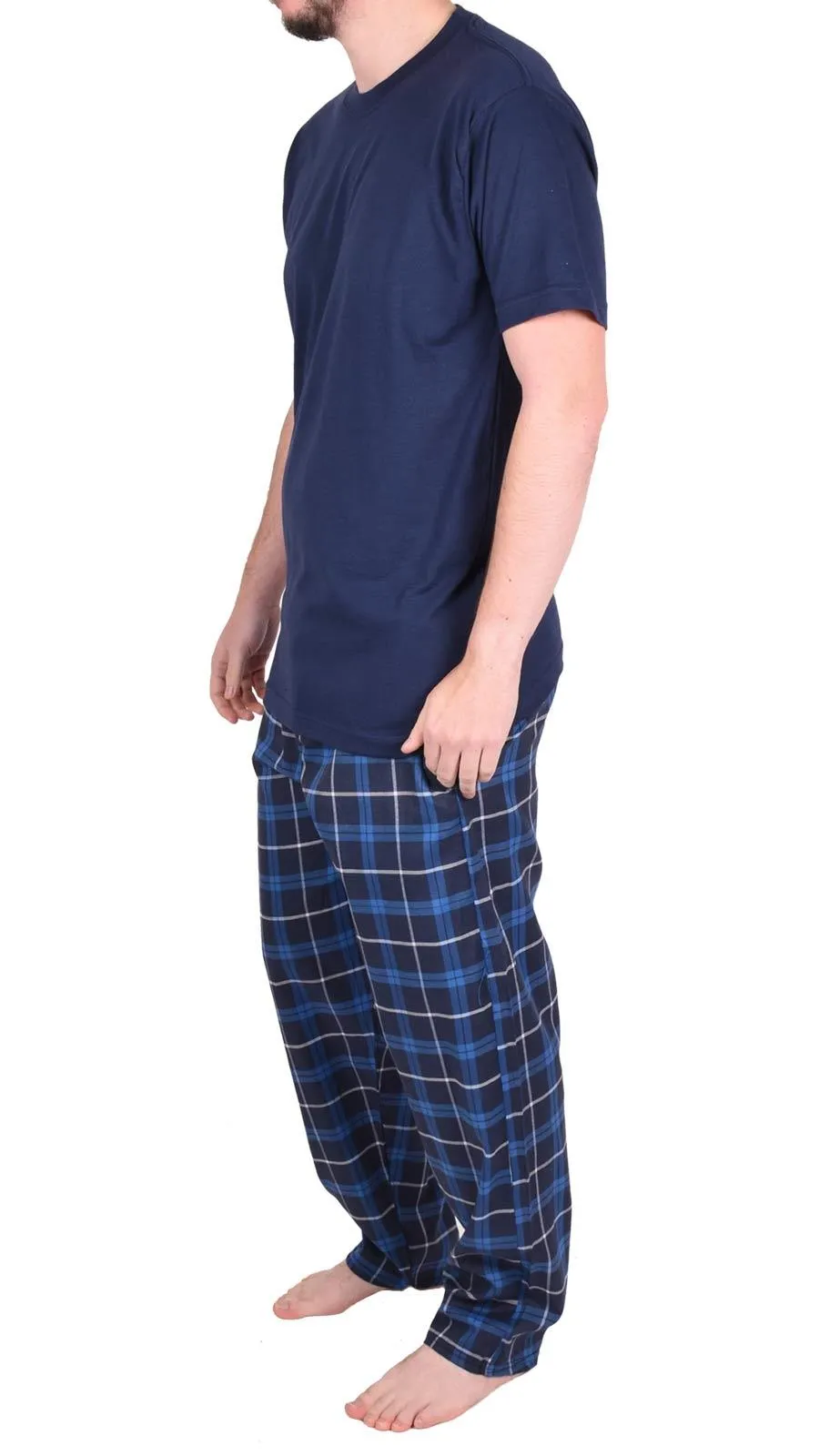 Mens Woven Lounge Polycotton T-Shirt Pajama Set