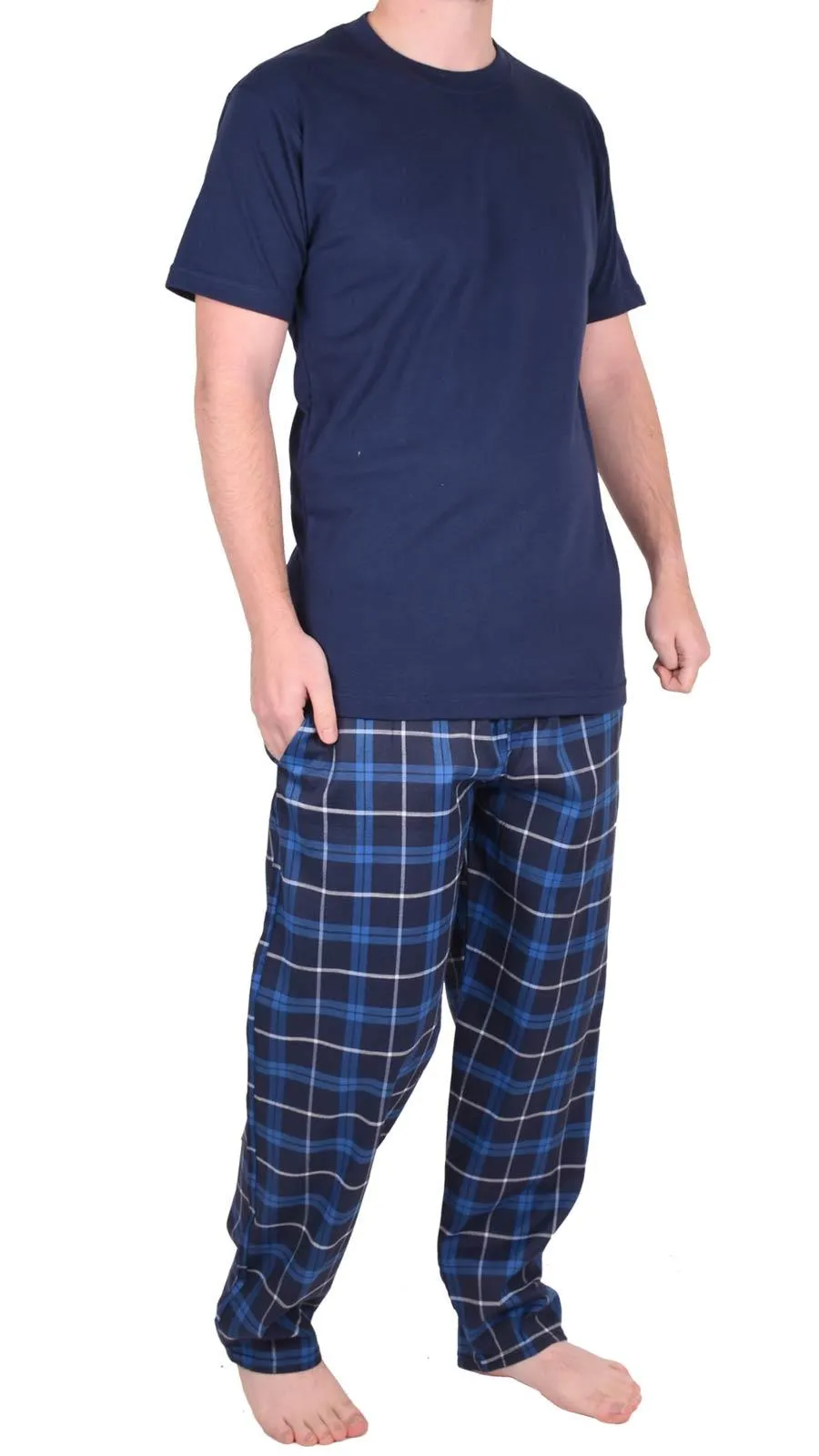 Mens Woven Lounge Polycotton T-Shirt Pajama Set