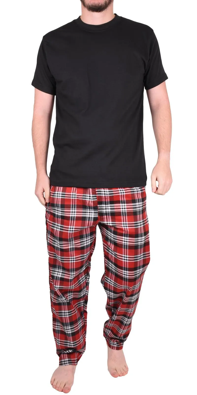 Mens Woven Lounge Polycotton T-Shirt Pajama Set