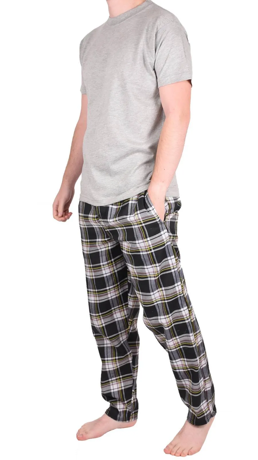 Mens Woven Lounge Polycotton T-Shirt Pajama Set
