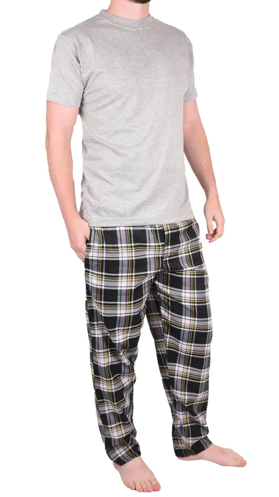 Mens Woven Lounge Polycotton T-Shirt Pajama Set