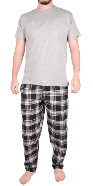 Mens Woven Lounge Polycotton T-Shirt Pajama Set