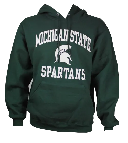 Michigan State University Spartans Spartan Helmet Design Heavy Weight Hooded Sweatshirt (Classic Colors)