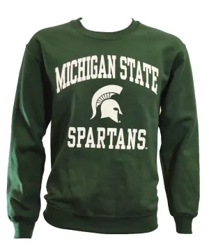 Michigan State University Spartans Sparty Head Spartan Helmet Crewneck Forest