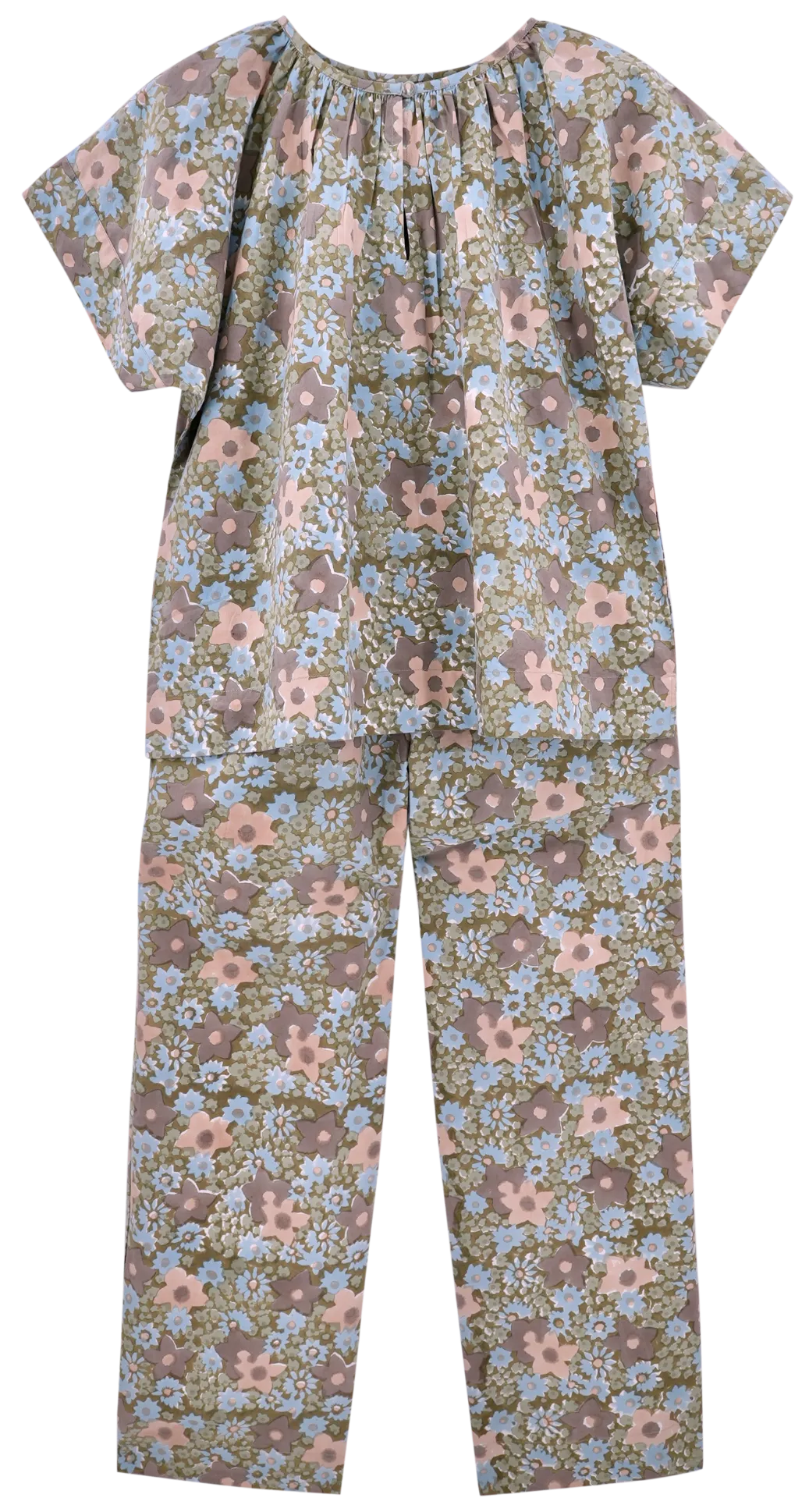 Mirth Organic Cotton Handblocked Pajama Pant Set in Stargazer