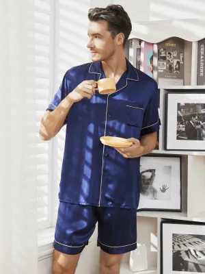 Moerbei Zijde Klassiekal Heren Kort Pyjamas 2Pcs