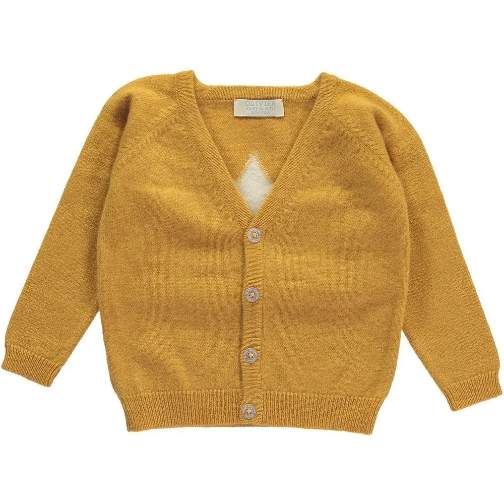 Mustard Cashmere Cardigan with Star