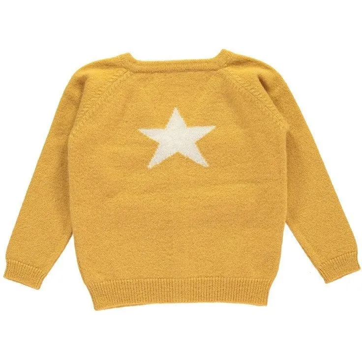Mustard Cashmere Cardigan with Star