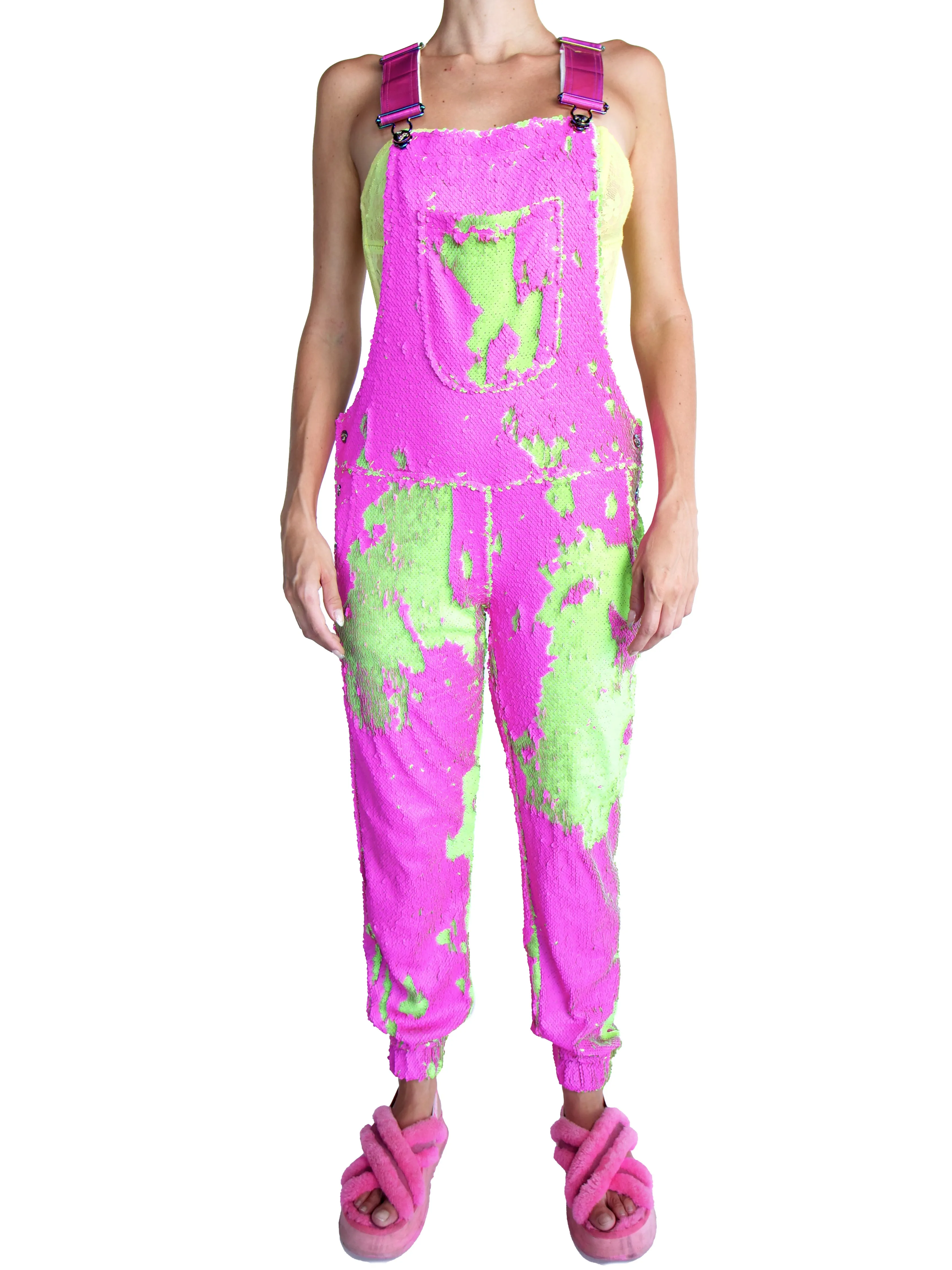 Neon Dreams Jogger Sequin Overalls