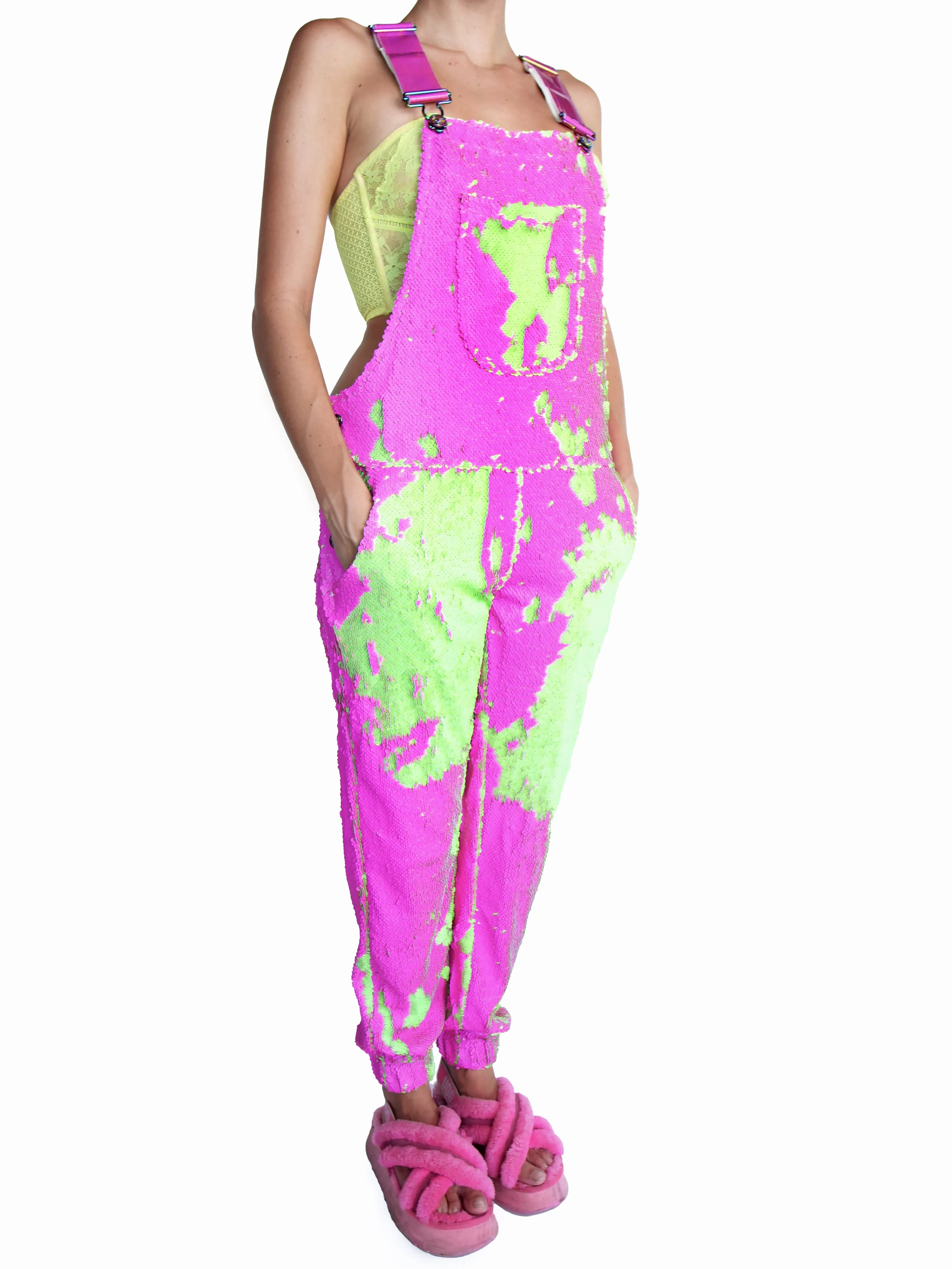 Neon Dreams Jogger Sequin Overalls