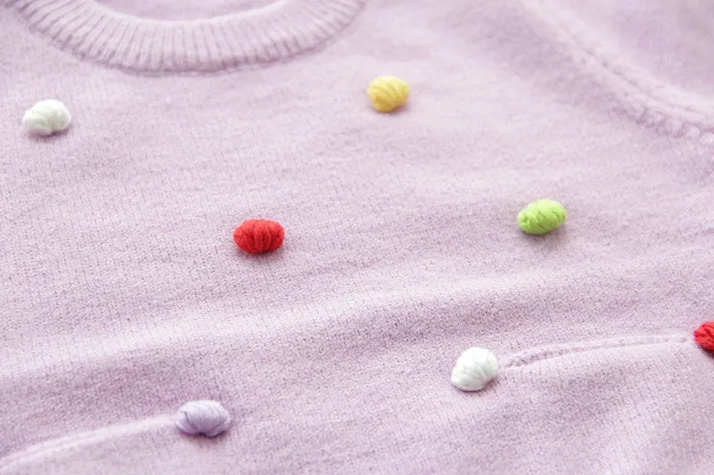 New Fashion Girls Knitted Sweater - Violet, Red