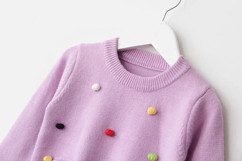 New Fashion Girls Knitted Sweater - Violet, Red