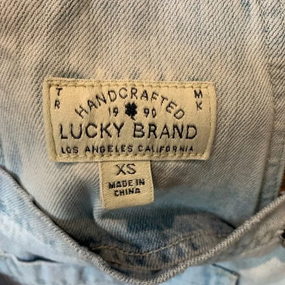 New Lucky Brand Light Wash Denim Overalls Dress XS with Pockets