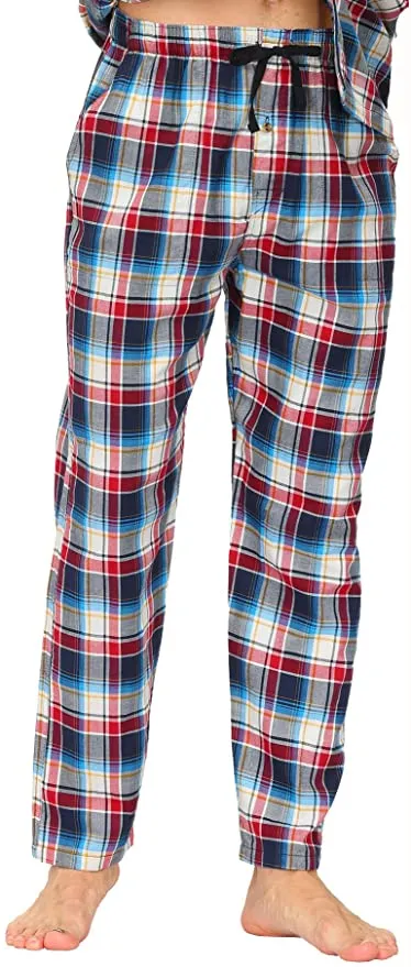 New MoFiz Men's Pajama Pants Sleep Lounge Pants 100% Cotton Multi Red/Blue Plaid, Sz XXL! Retails $30 