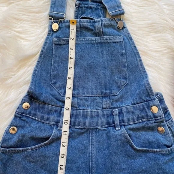New ZARA Denim Short Overalls Romper Sz M
