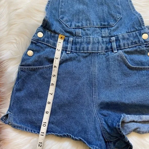 New ZARA Denim Short Overalls Romper Sz M