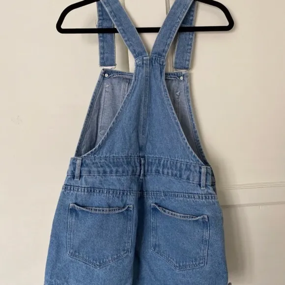 New ZARA Denim Short Overalls Romper Sz M