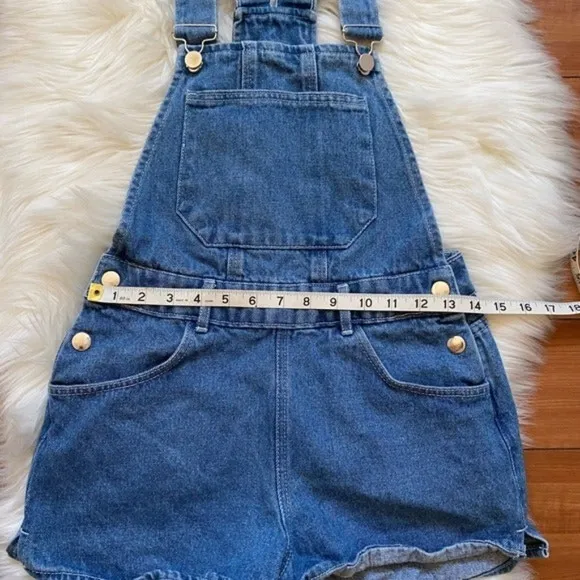 New ZARA Denim Short Overalls Romper Sz M