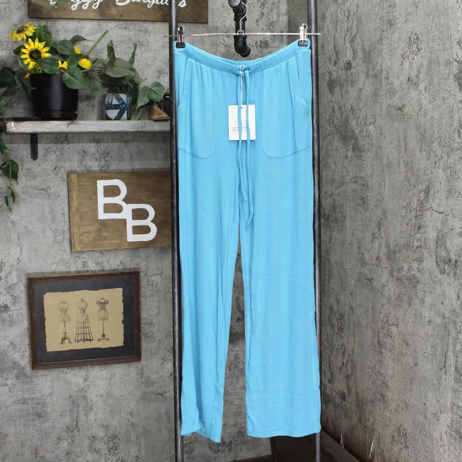 Nia Womens West Knit Lounge Pant Capri Blue S