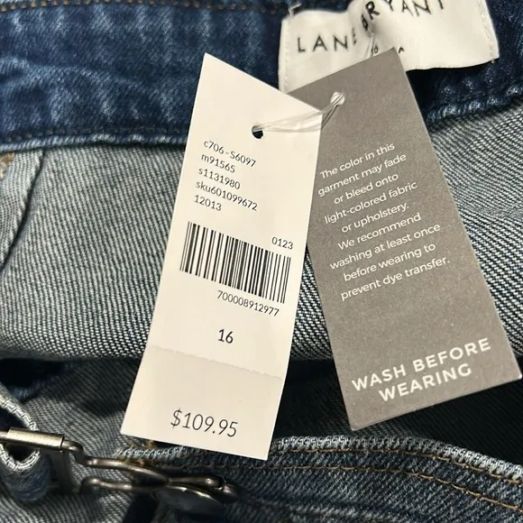 NWT Lane Bryant Mid-Rise Essential Stretch Denim Jean Overalls - Size 16