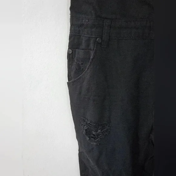NWT One Teaspoon Luxe Lord Monroe distressed black denim overalls size medium