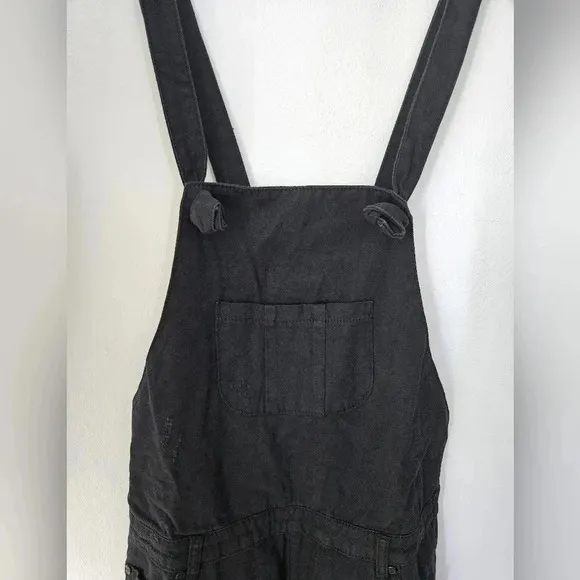 NWT One Teaspoon Luxe Lord Monroe distressed black denim overalls size medium