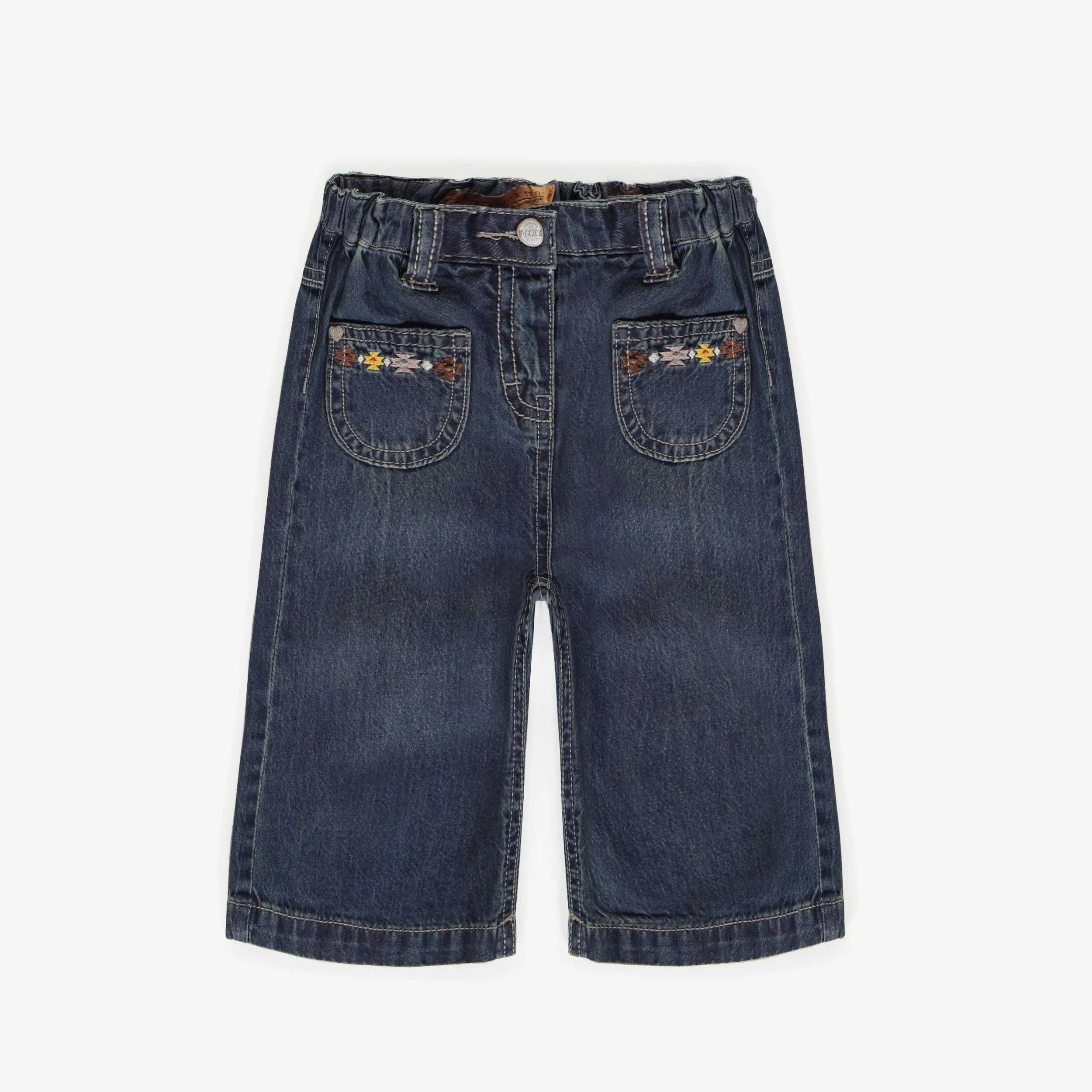 Pantalon denim foncé à jambe large, bébé || Wide leg dark denim pant, baby