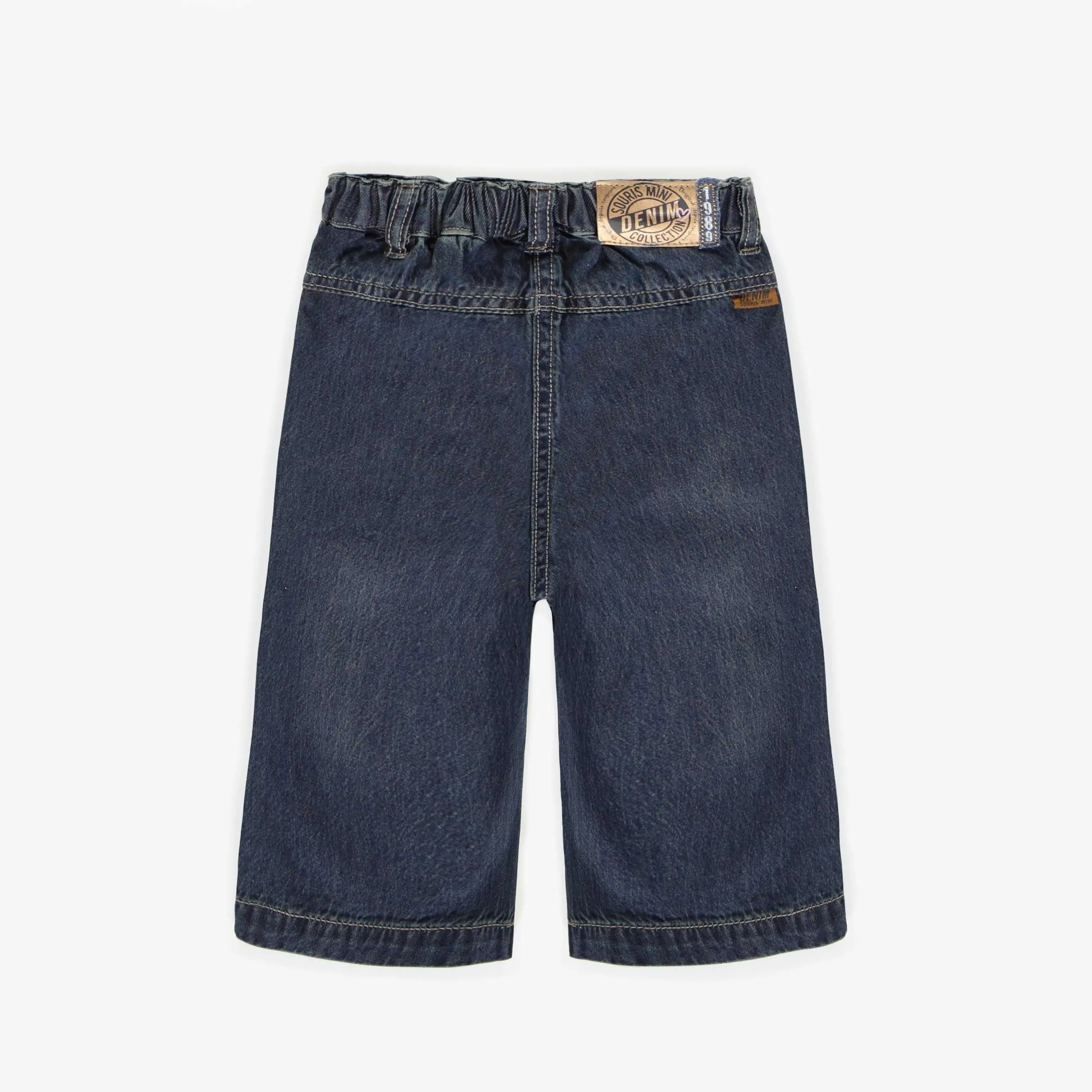 Pantalon denim foncé à jambe large, bébé || Wide leg dark denim pant, baby