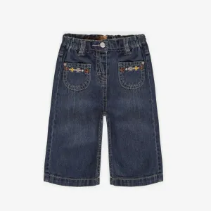 Pantalon denim foncé à jambe large, bébé || Wide leg dark denim pant, baby